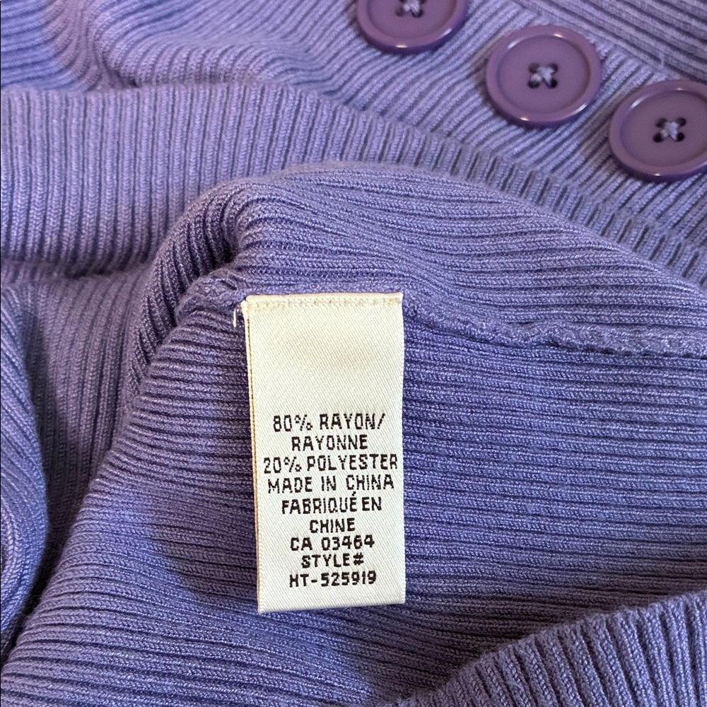Ricki's Elegant Purple Asymmetrical Cowl Neck Sweater; Button Accents; Size: XS - Picture 6 of 8